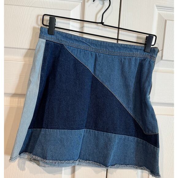 Life in Progress Blue Denim Patchwork Mini Skirt - Picture 5 of 7